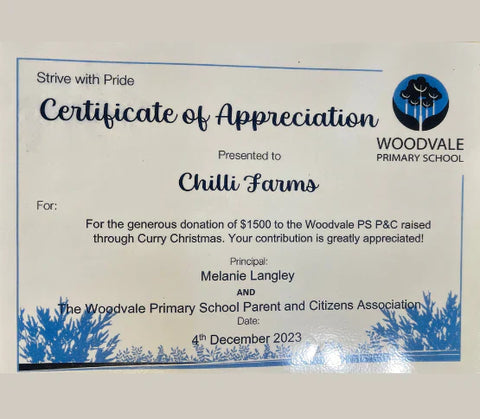 Raised $1500 to Woodvale Primary School